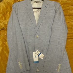 NWT Original Penguin light blue/white jacket.  Size XL.  Cotton/linen blend.